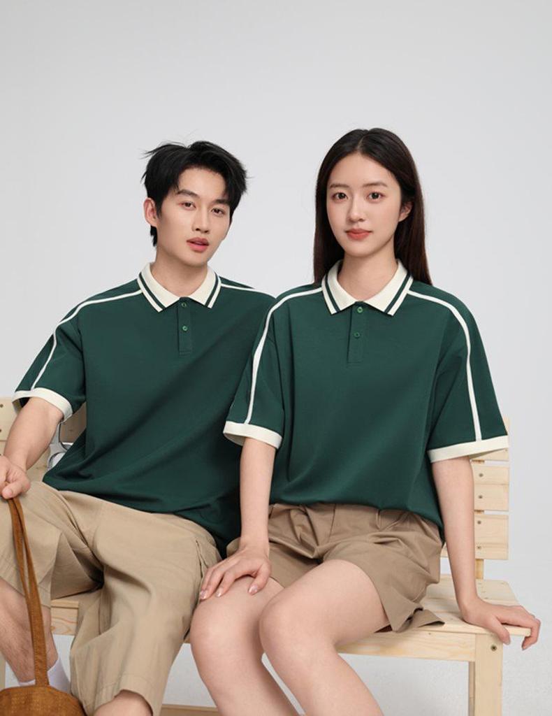 Trendy Color-Block Collar Polo: Unisex Casual Woven Tape Workwear - DIY Customizable