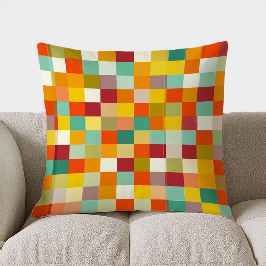 Home Decor Colorful Checkered Pattern Decorative Pillow Pattern Cushion Cover Suitable For Sofa Bedroom Car Pillow Cover