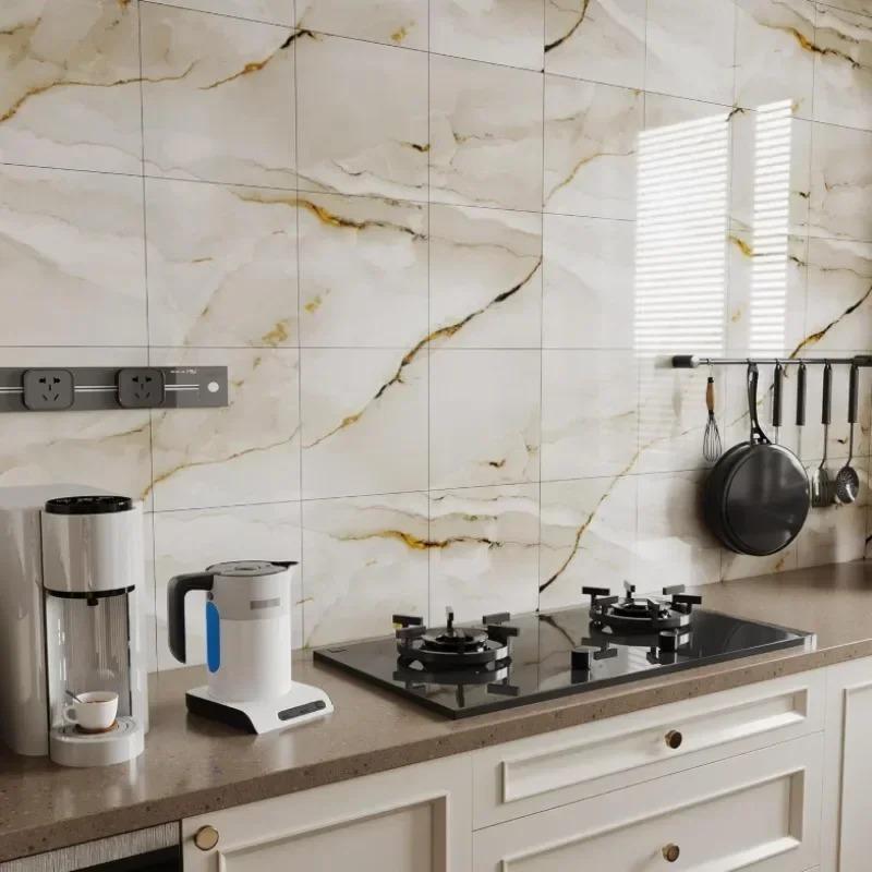 10-40PCS Marble Self Adhesive Waterproof Oil Proof Wallpaper Film for Kitchen Bedroom Moisture Resistant Tile Renovation Sticker