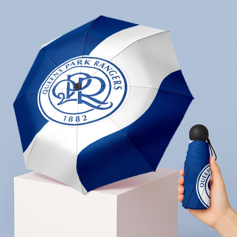 Queens Park Rangers Football Pattern Printed Mini 5 Folds 8 Ribs Compact Umbrella Windproof Waterproof Lightweight Portable Folding