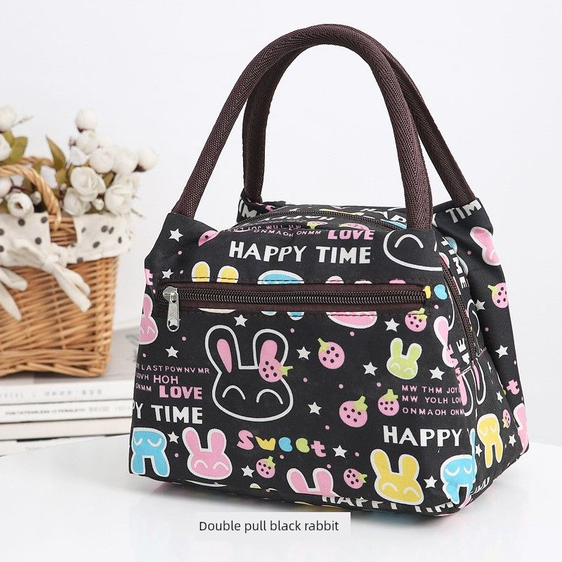 

Водонепроницаемая сумка-сатчел с несколькими молниями, новинка, тканевая сумка в стиле «мама» Three Pull-Black Rabbit