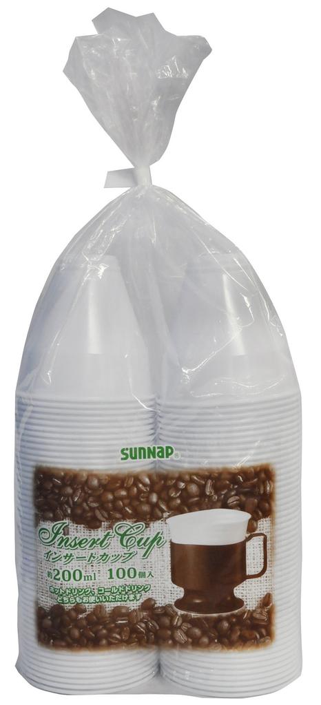 Sunnap Insert Cups, Approx. 200ml, Pack of 100, for Hot & Cold Drinks, ICP-100, White, 8cm Diameter X 8cm Height