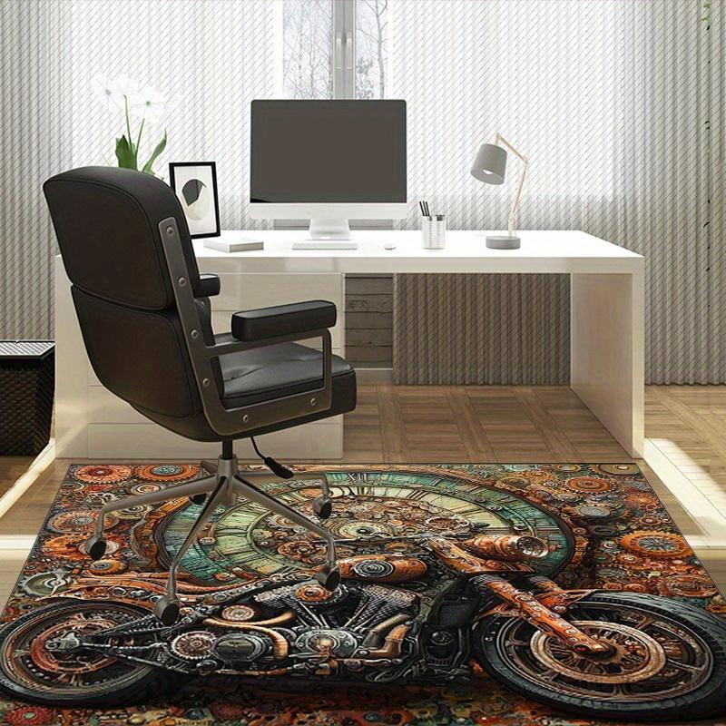 Steampunk Motorcycle Gear Rug for Retro Lovers,Industrial Art Carpet with Vintage Bike DesignUnique Floor Decor Machine Washable