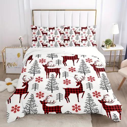 Comforter Christmas Elk Christmas Elk Background Theme Suitable For Children Kids Adults Warm Soft And Breathable