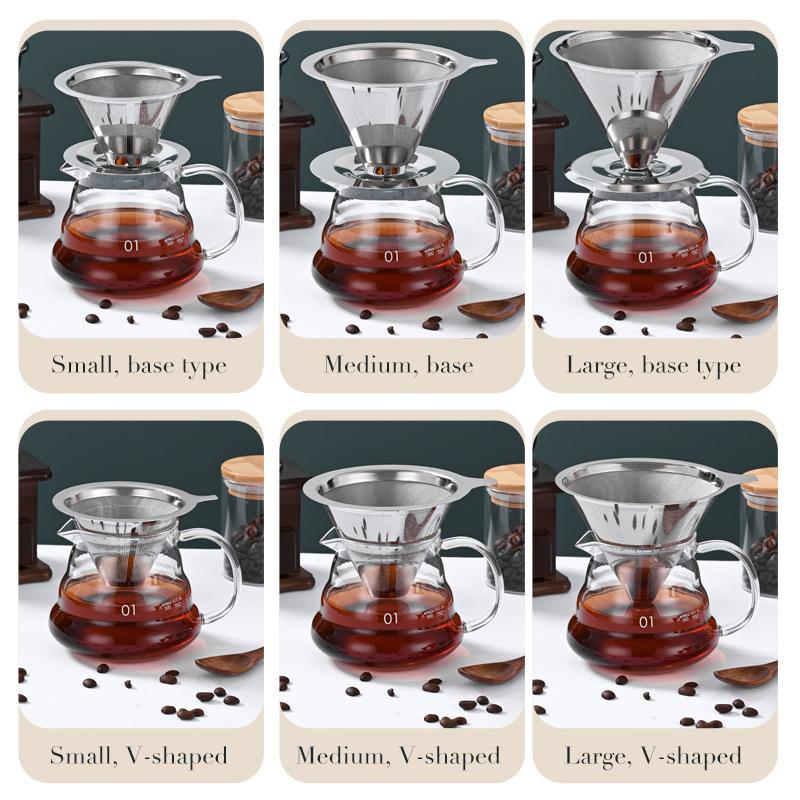 Coffee Filter Double Layer 304 Stainless Steel Coffee Filter Reusable Holder Pour Over Coffees Dripper Mesh Coffee Accessories