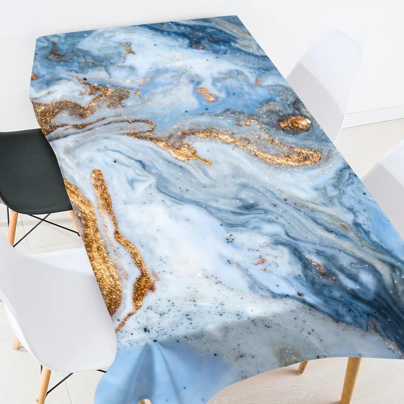 Einfache farbige Marmor-Drucktischdecke Heimdekoration Schreibtisch Teetisch Esstischabdeckung Waschbare staubdichte Tischdecke Picknickmatte