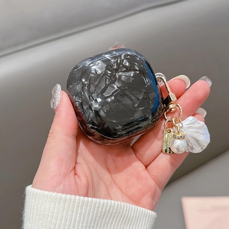 Traumhaftes Weiß Rosa Glänzendes Muschel Case für Samsung Galaxy Live 2 Weiches Silikon Stoßfestes Kopfhörer Case für Galaxy Buds Pro Hülle