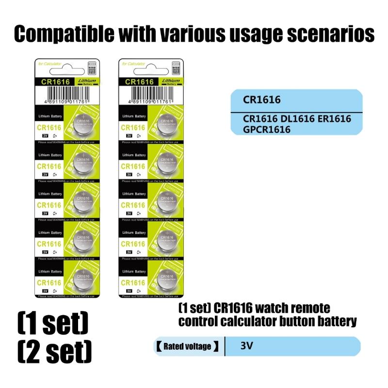 10/5Pcs CR1616 Button Cell Batteries High Performances 3V Power for Electronics Toys and Remote Controls Watches