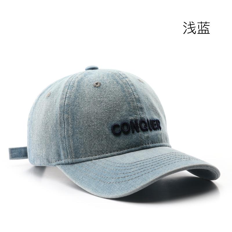 Hat Women's Spring and Autumn Retro Denim Alphabet Embroidered Cap Outdoor Men's Travel Sunscreen Shade Baseball Cap