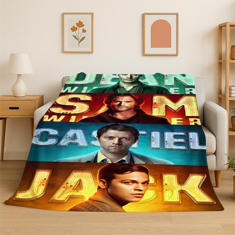 SPN Supernatural Dean Sam TV Flannel Blanket Soft Warm Throw Blanket for Bedroom Living Room Bed Travel Camping Picnic Kid
