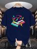 Unisex Cotton Tee Retro Cassette Sunglasses Graphic Print Loose Breathable Summer Crew Neck Casual Street T Shirt Unisex Daily Wear