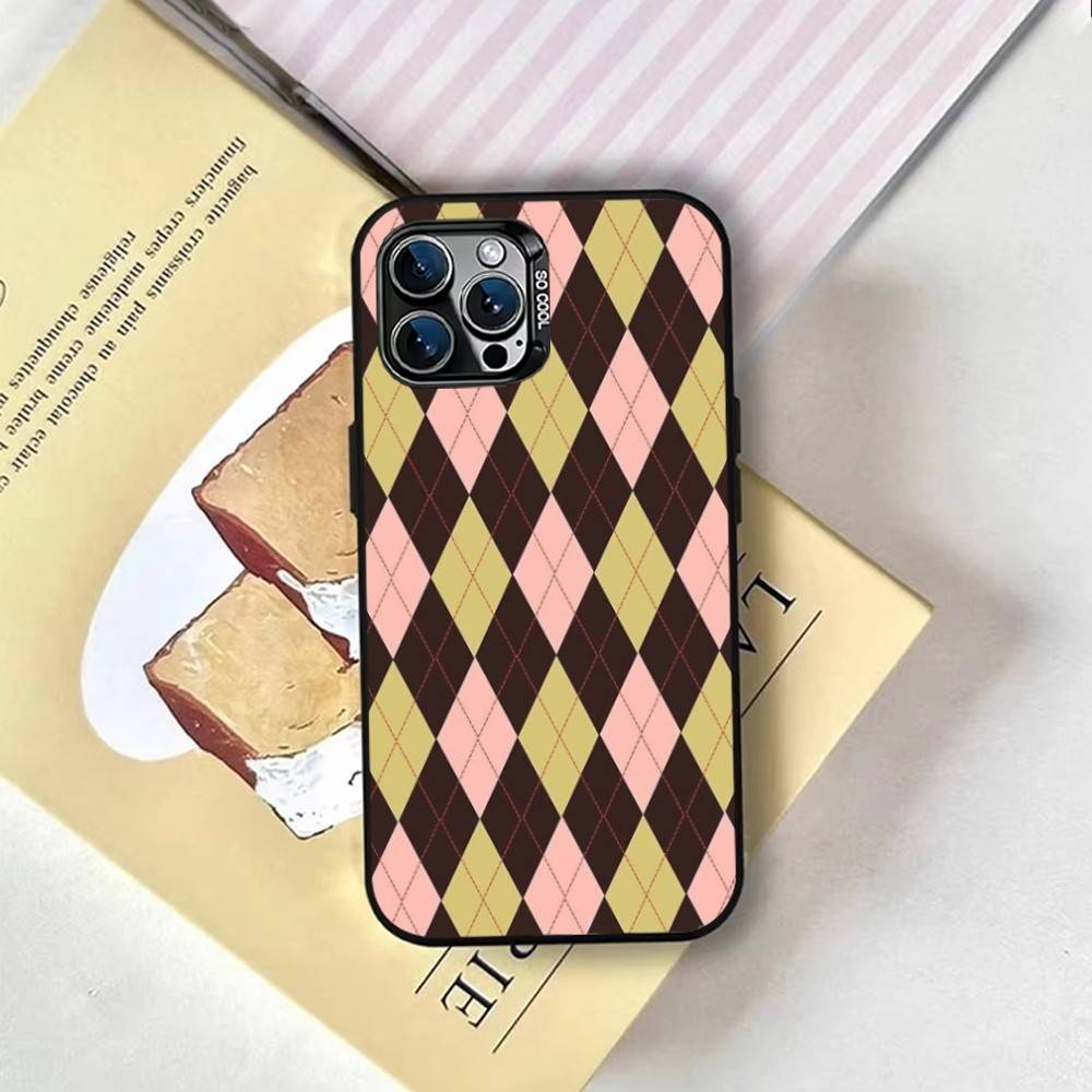 plaid background Phone Case For iPhone 17,16,15,14,13,12,11 Plus,Pro Max,XS,Colored Silver Plated Inside Cover