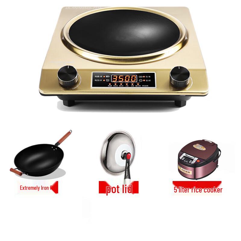 Shengbei 3500W Golden Concave Induction Cooker with Cookware Set