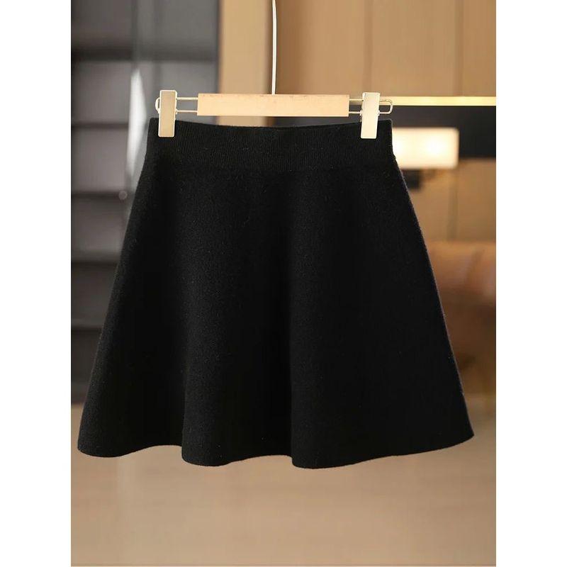 

Hip Hugging Knitted Tight Bottom Skirt Sheath Knitted Tight Base Short dress Women black M
