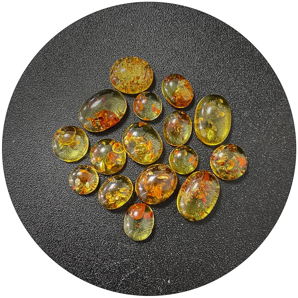 S925 Silver Ring With Natural Amber Stone Flower Shape Oval Petal Amber Stone Gifts Fine Jewelry For Women