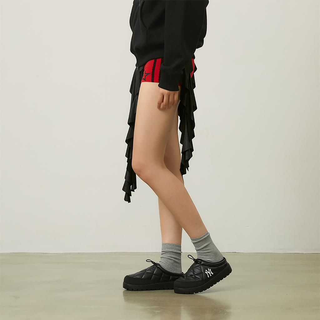 MLB New York Yankees Abrasion-Resistant Slip-Resistant Vintage Diamond Pattern Embossed Cotton Mules Unisex Black Sneakers 3AWBQWM46-50BKS