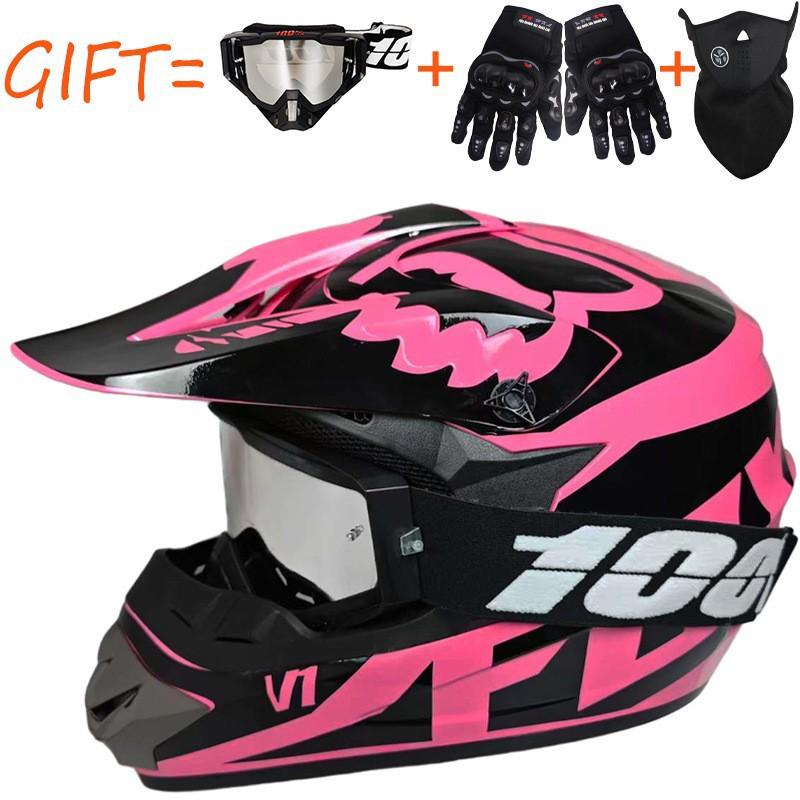 Equipped With 100% Goggles + Gloves Mask Off-road Helmet Mountain Biking Downhill Youth Go-kart