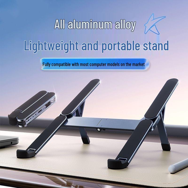 Portable Aluminum Folding Laptop Stand with Heat Dissipation, Compatible for Gaming Laptops and Tablets