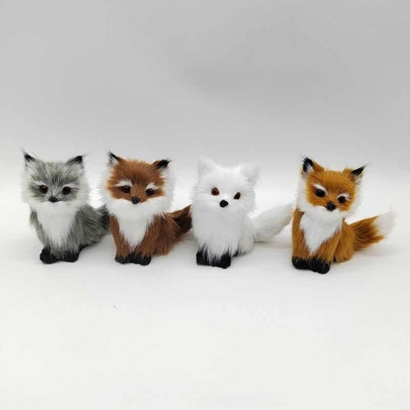 Faux Furs Foxes Ornament Lightweight Safe For Kids Room Office Party Decoration Animal Figurine Pendant