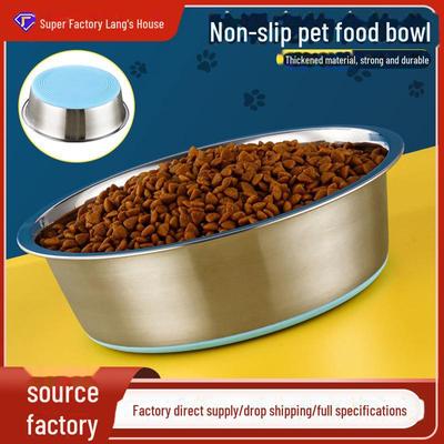 Ciotola per animali domestici antiscivolo in acciaio inossidabile per cani di taglia grande e gatti: Ciotola per cibo e acqua con presa in silicone