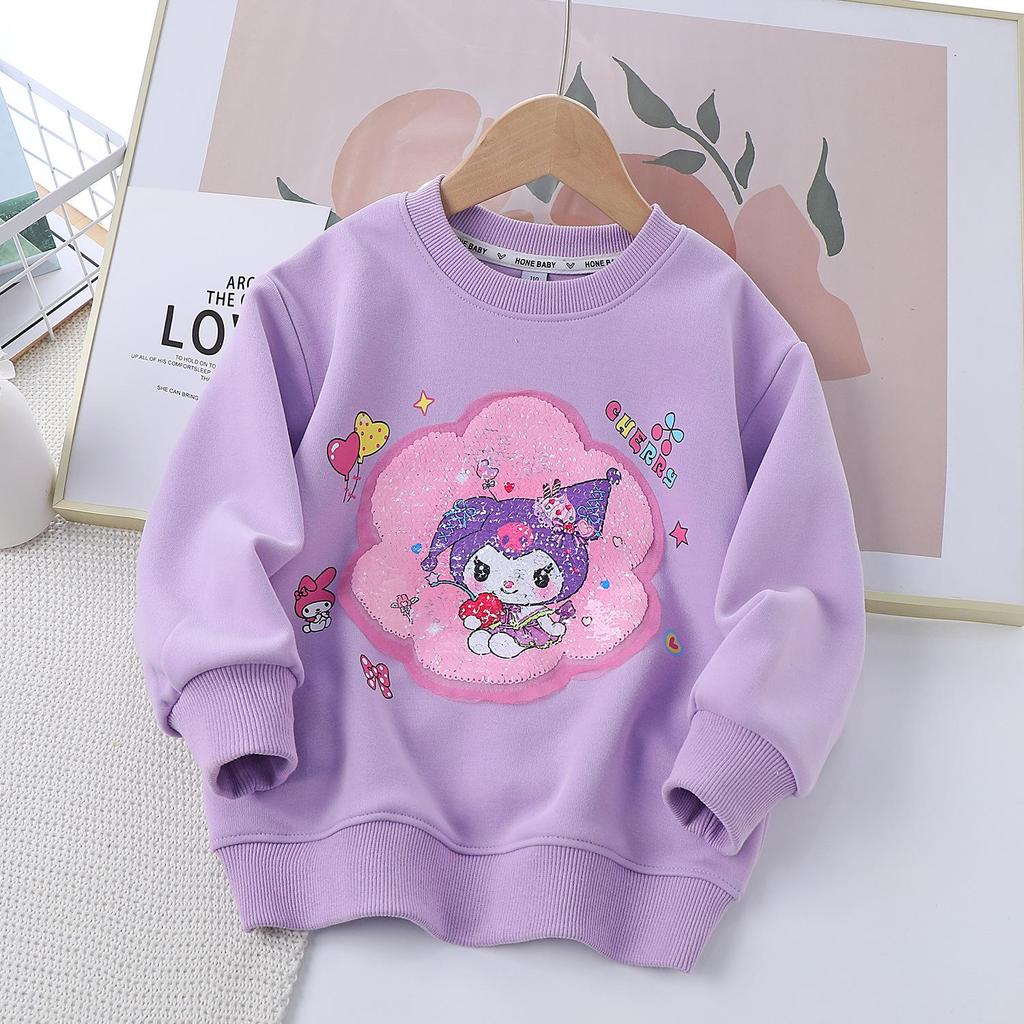 My Melody & Kuromi Farbwechselndes Pailletten-Sweatshirt für Mädchen - Frühling/Herbst 2025 Edition