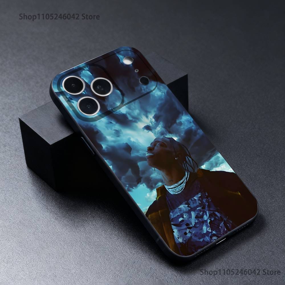 C-Cactus J-Jack Travis Scott Black Soft Cover Phone Case For iPhone 17,16,15,14,13,12,11,Pro,Max,Plus
