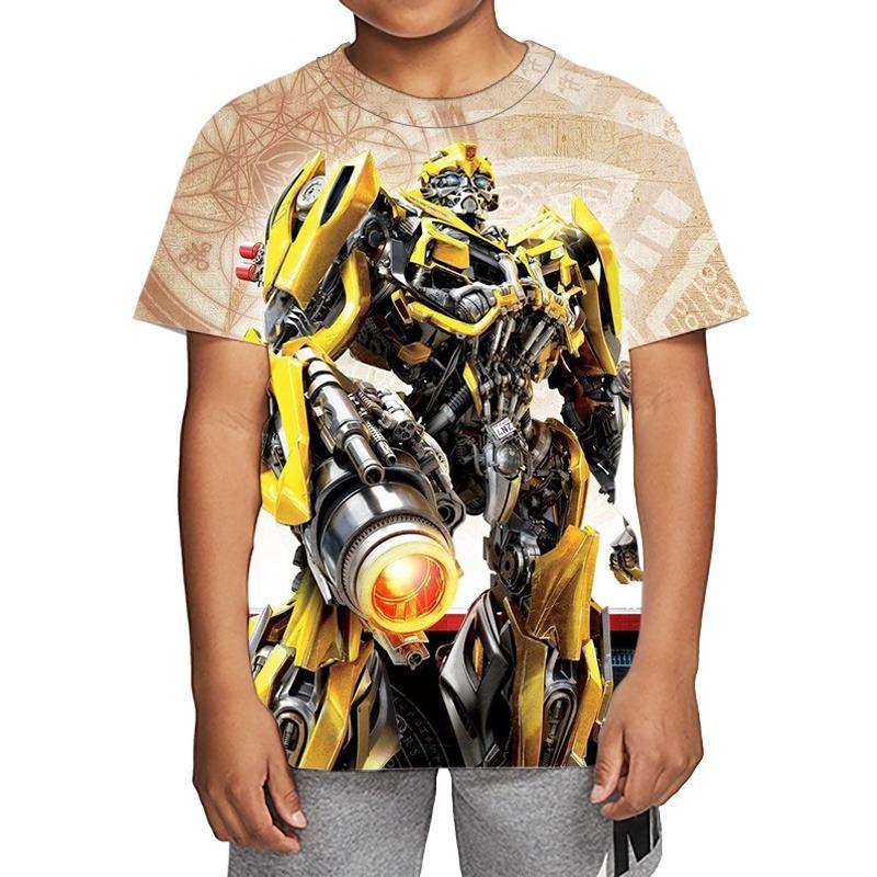 Transformers Optimus Prime Bumblebee 3D Printed Children's T-shirt, Boys' Fashion Casual Comfortable Top 2025 New Edition