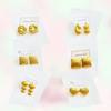 2-8 Pairs Earrings Stud Geometric Square Stripe Round Textured Heart Rose Star Bow Double Water Drop Design Jewelry for Women
