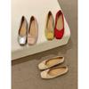 Small Silver Single Shoes Women's Shoes Spring and Autumn Platform Niche Bow Ballet Evening Ladyshoes