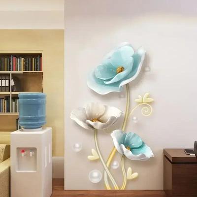 New Blue Lotus Wall Stickers Large DIY Decorative Stickers Living Room Home Decor Flowers Wall Decals Bedroom Art Design