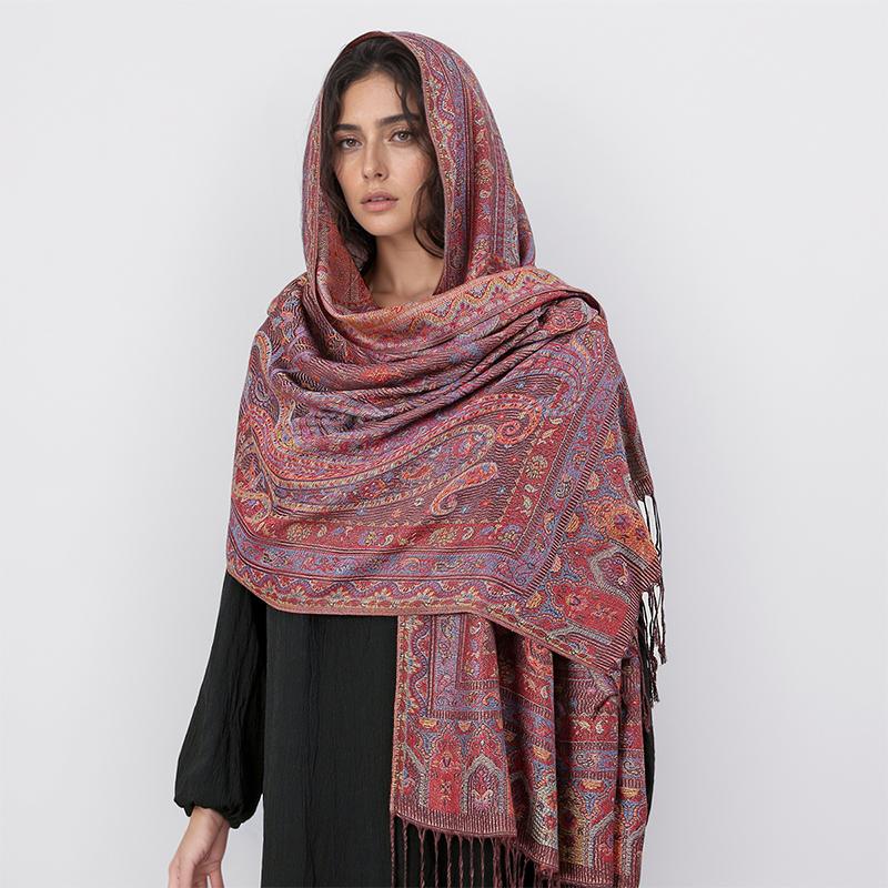 Winter Women Bufanda Jacquard Scarf  Printed Coquette Fashion Silky Long Shawl Ethnic Fringed Travel Scarves