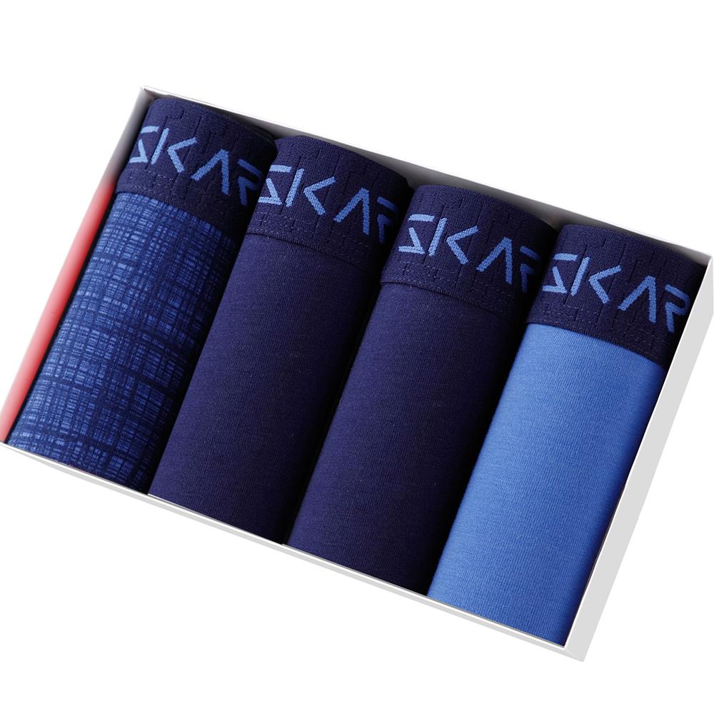 BONITOS 4Pcs Print Men's Underpants Cotton Boxers For Men Comfortable Man Underwear