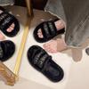 Mao Mao Soft-soled Slippers Wear Women's New Stepping Feeling Versatile Shit Light Luxury Autumn and Winter Fashion Black Thick Bottom Lightweight 202