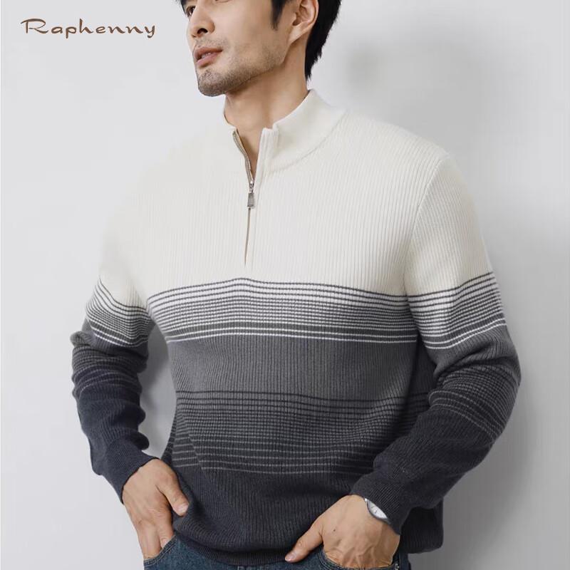 

Raphenny Men s Half-Zip Colorblock Mock Neck Knit Sweater L