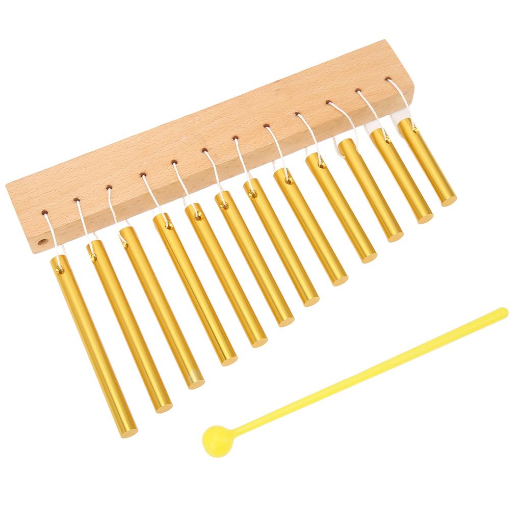 Wind Chime 12 Key Composite Wood Metal Easy Playing Wind Chime Ornament Percussion Instrument Gold