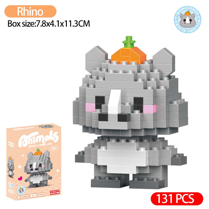 Children Cute Animal Micro Building Block Mini Model Bricks Educational Toys Cartoon Lion Chick Bricks Kids Puzzle Boy Girl Gift