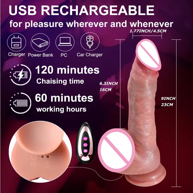 Heating Vibrator Dildos For Women Vibrating Penis Realistic Dildo Anal Dildo Female Sex Tool Thrusting Dick Sex Toys For Adult