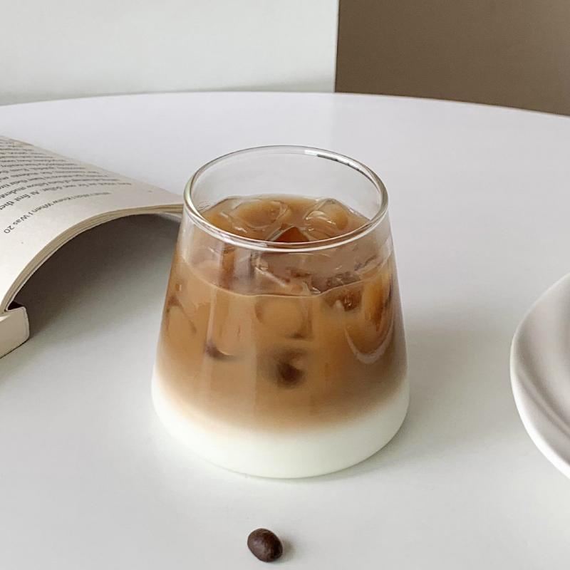 2/4pcs Glass Cup Cold Coffee Cups 300ml Drink Glass Cup Kitchen Accessorie 350ml Cup for Milk Tea Juice Cup Drink Glasses Bottle