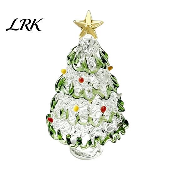 Glass Ornaments for Winter Decor Glazed Christmas Tree Figurine, Pulled Wire Desk Decor, Decorations Mini Holiday Tabletop Ornament Car Home,