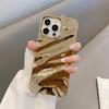 Luxury Wave Satin Ruffle Pattern Phone Case For iPhone 11 12 13 14 15 16 Pro Max Plus Glitter Shockproof Solid Color Cover
