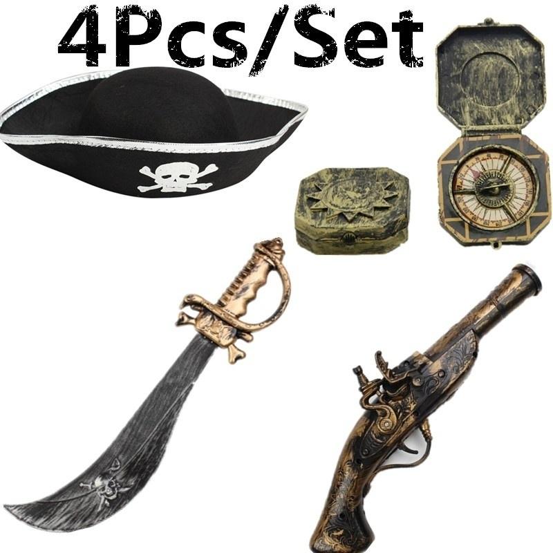 

Хэллоуин, пиратский пистолет, шляпа, нож, компас, реквизит, аксессуары для пиратской вечеринки, косплей, «Пираты Карибского моря»