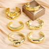 Exaggerated Geometric Wide Cuff Bangles for Women Men Punk Hip Hop Chunky Gold Silver Color Statement Bracelet Jewelry Gift