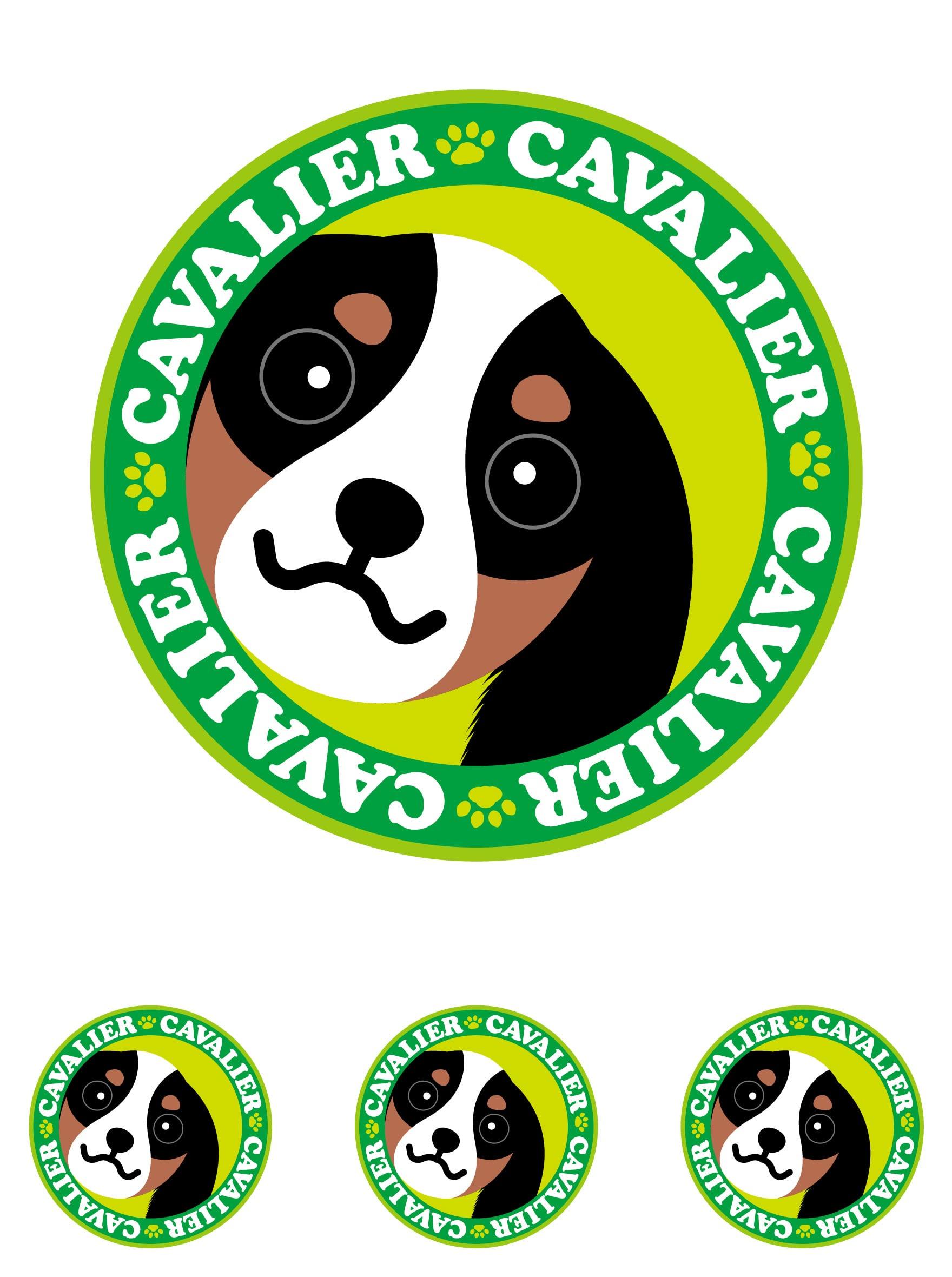 

Stare Cavalier Tri-Color Dog Sticker Green Back Round L + SS Size [Set of 4] MK-2 L,SS зелёный