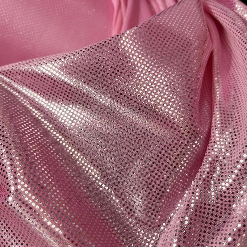 100x150cm Shiny Laser Dot Flocked Elastic Fabric High Stretch Knitting for Costume Stage Decor Sofa Backpack Diy Crafts