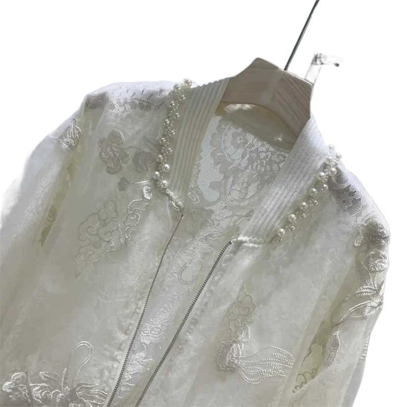 Summer Clothes, New Chinese Style, High-end Nail Bead Embroidery, Sun Protection Jacket, Round Neck Design, Baseball Jacket, Top