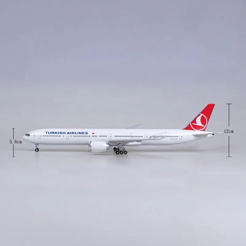 Model Airplane Statue Scale 1:157 Airplane Model Turkey Airlines B777 with LED Light(Touch or Sound Control) for Decoration or