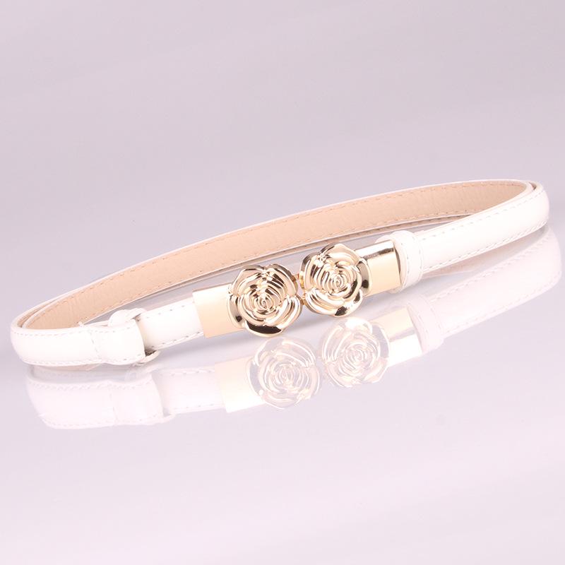 Belt Female, Simple Rose-Shaped Buckle Adjustment Belt, With Skirt Decorative Belt 608
