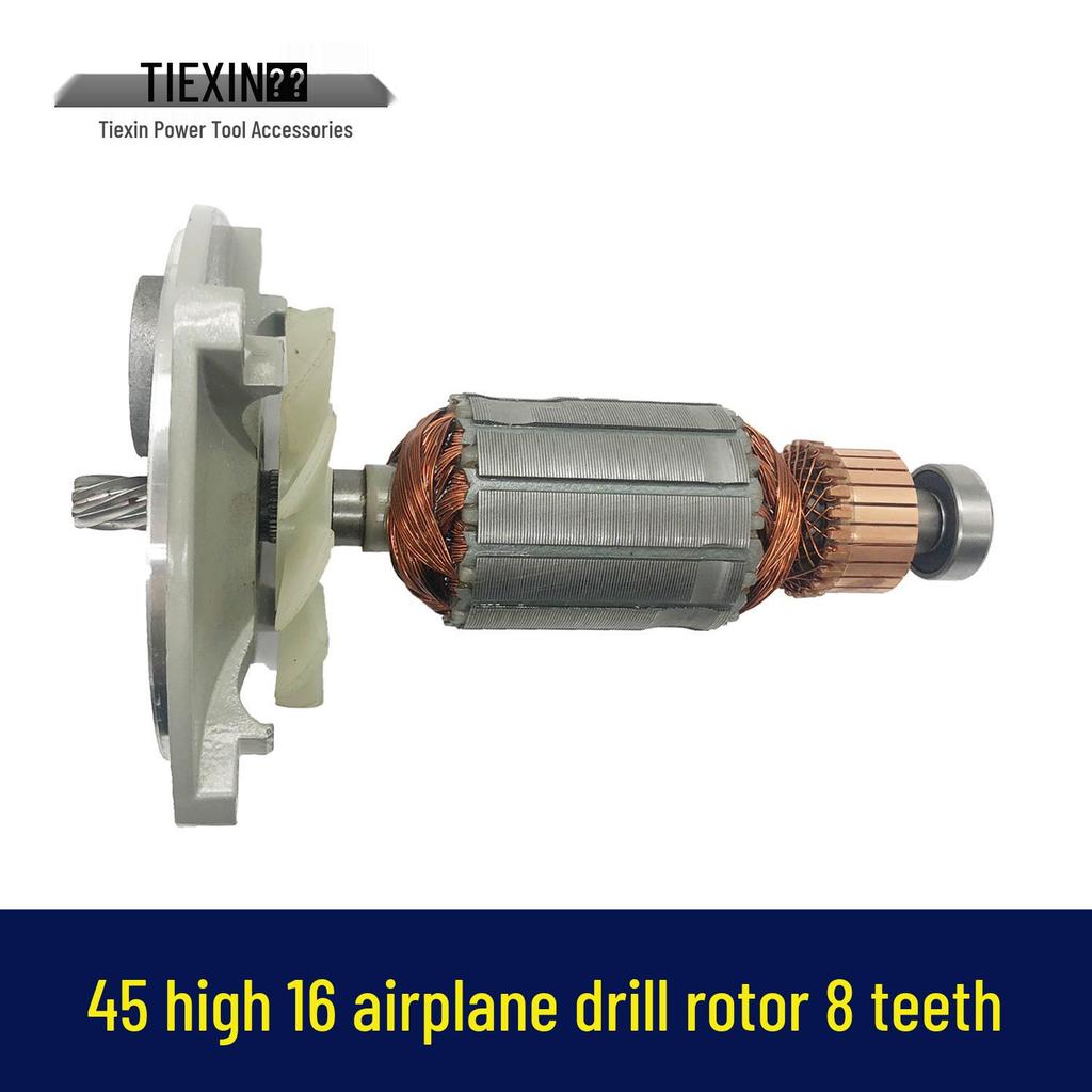 Assemblaggio Motore Trapano Elettrico: 45 Alta 16 Rotore Trapano Aereo, 8 Denti con Coperchio Centrale Cuscinetto, Articolo N.. 02511