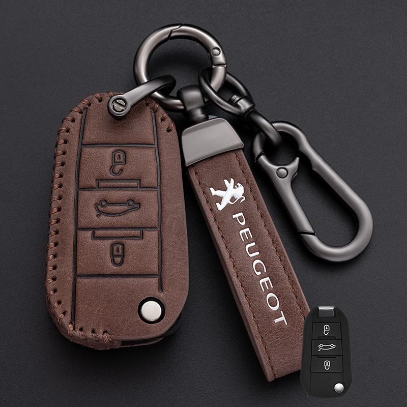 Zinc alloy LeatherCar Smart Remote Key Case Cover For Peugeot 208 3008 308 508 408 G2008 307 4008 Protector Keychain Accessories
