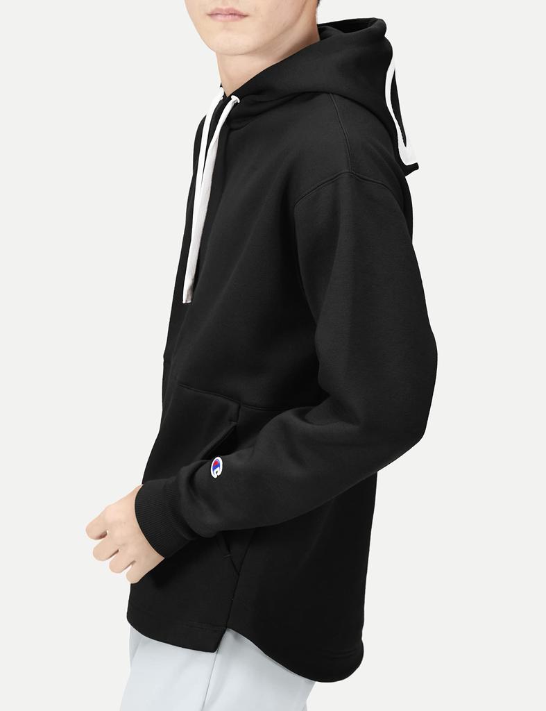 Champion Long Sleeve Stretch Warm Techweave Terry Hooded Sweatshirt with Script Logo, C3-WS107-090-M